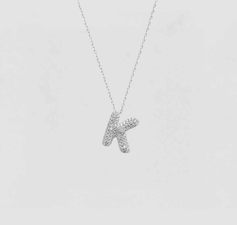 The Pavé Bubble Letter Pendant Necklace