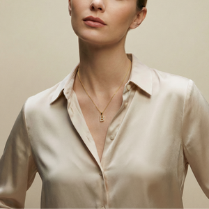 The Pavé Single Block Initial Necklace