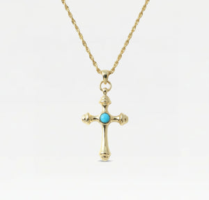 THE LUMA AQUA CROSS PENDANT NECKLACE