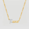 The Old English Cut Figaro Nameplate Necklace