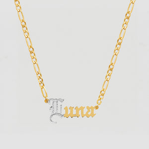 The Old English Cut Figaro Nameplate Necklace
