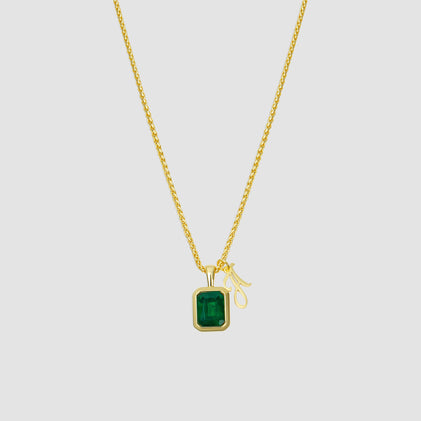 The Emerald Initial Gemstone Necklace