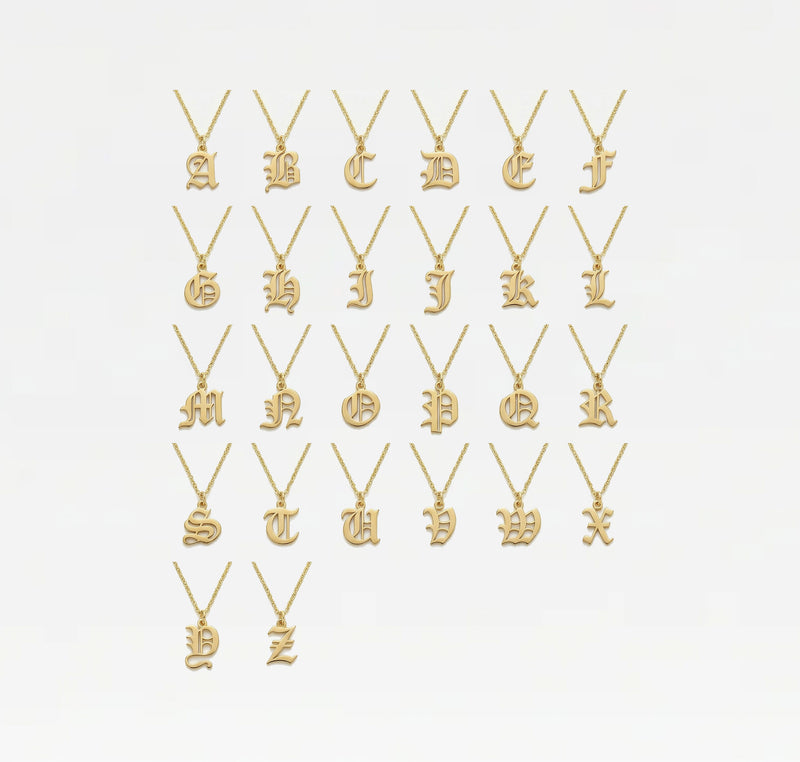 The Mini Old English Initial Pendant Necklace