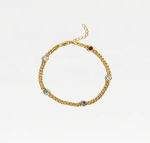 THE MULTI GEM CURB LINK BRACELET