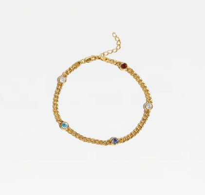THE MULTI GEM CURB LINK BRACELET