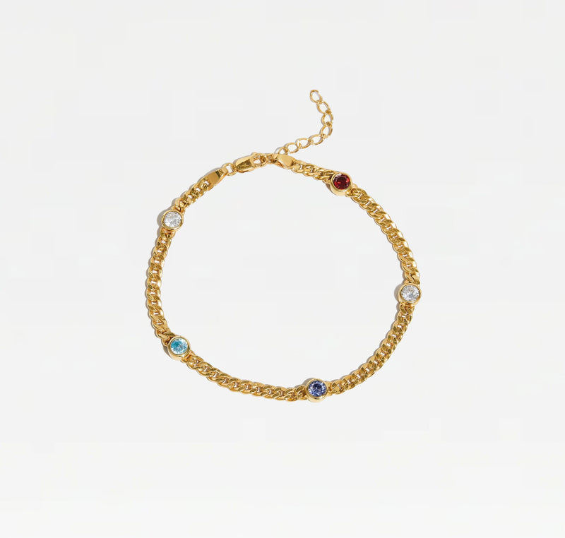 THE MULTI GEM CURB LINK BRACELET