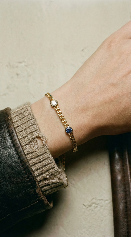 THE MULTI GEM CURB LINK BRACELET