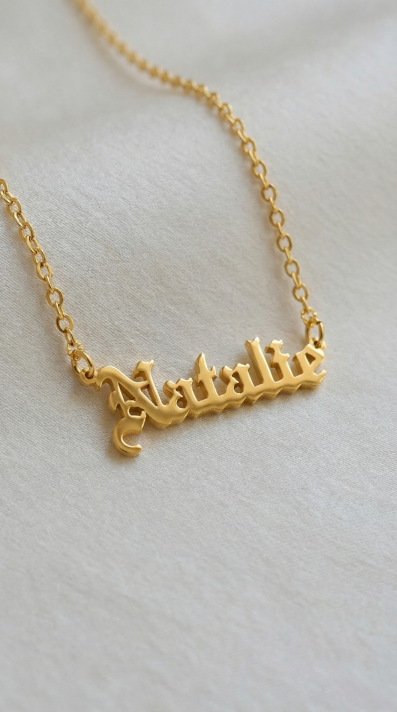 The Gothic Nameplate Necklace