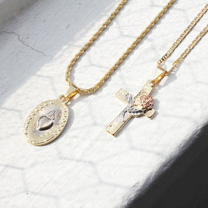 THE ROSE CROSS PENDANT NECKLACE