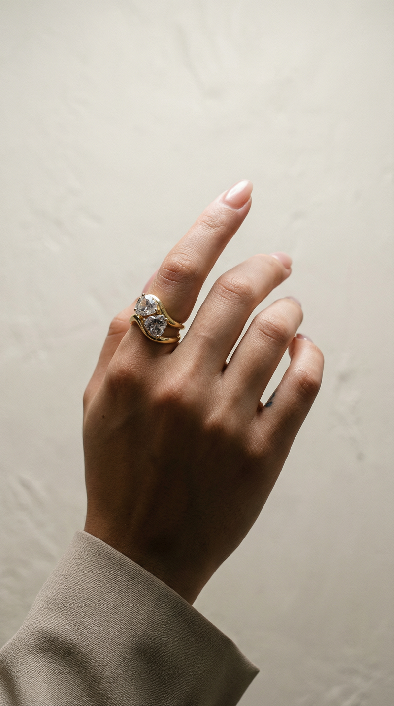 The Heart Stone Ring (Set of 2)