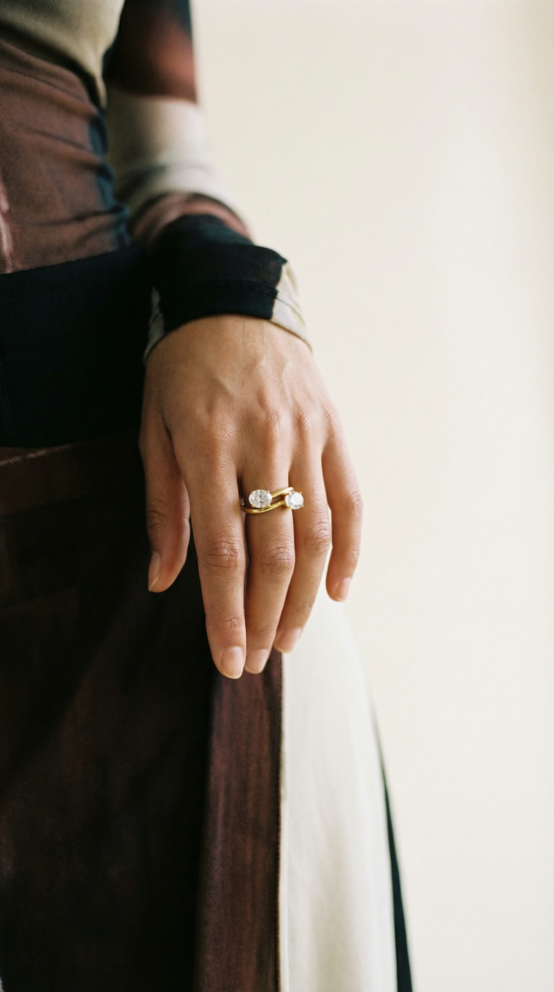 The Oval Stone Ring (Set of 2)