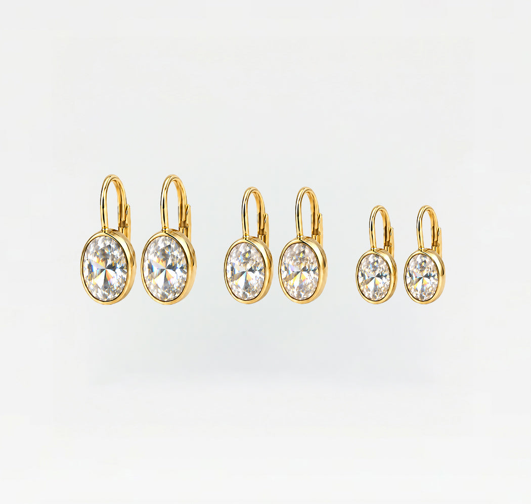 The Oval Cut Lever Back Earrings