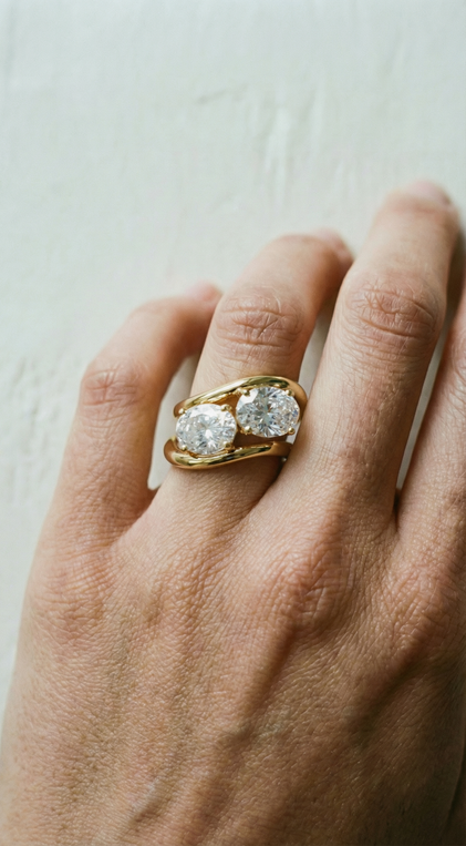 The Oval Stone Ring (Set of 2)