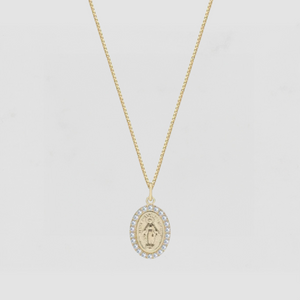 The Oval Mary Pendant Necklace Pavé