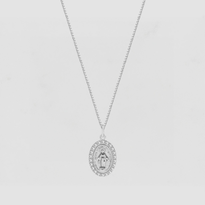 The Oval Mary Pendant Necklace Pavé