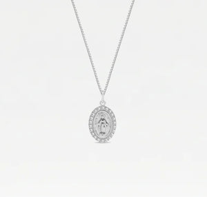 The Oval Mary Pendant Necklace Pavé
