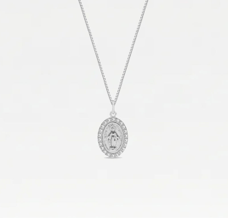 The Oval Mary Pendant Necklace Pavé