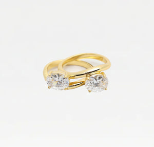 The Oval Stone Ring (Set of 2)