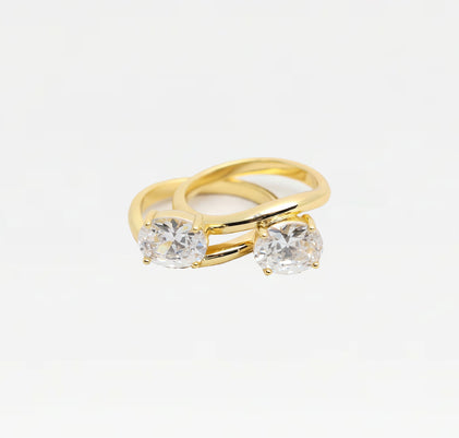 The Oval Stone Ring (Set of 2)