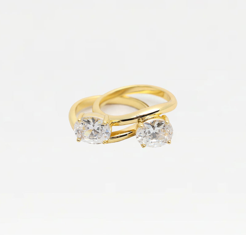 The Oval Stone Ring (Set of 2)