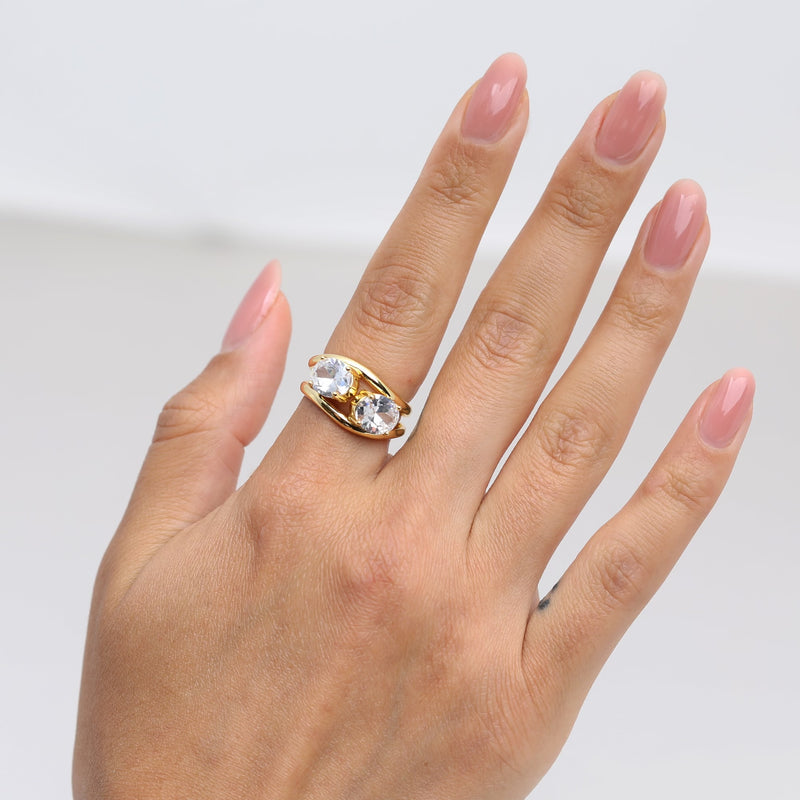 The Oval Stone Friendship Ring (Set of 2)