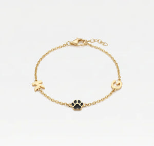 The Two Initial Block Paw Bracelet