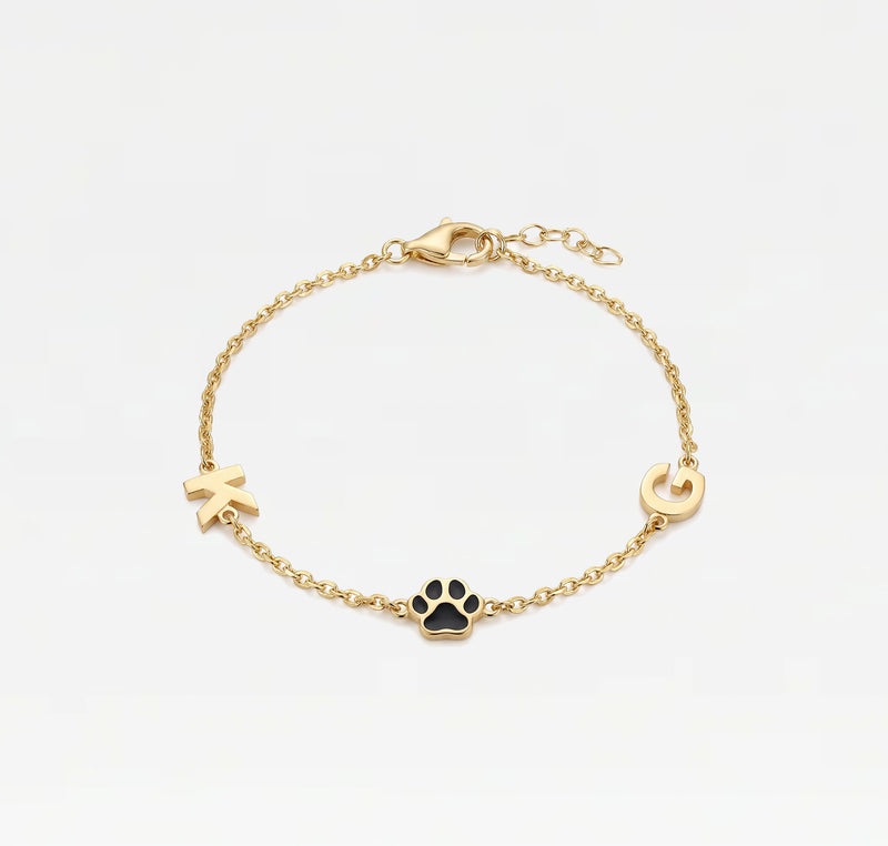The Two Initial Block Paw Bracelet