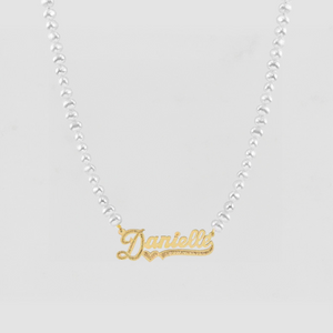The Pearl Cut Tone Nameplate Necklace
