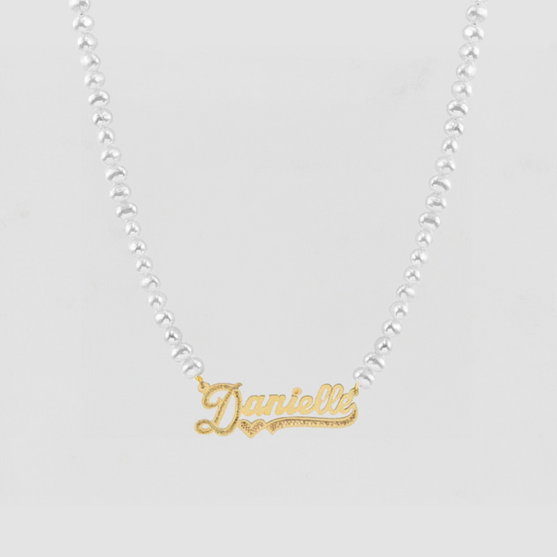 The Pearl Cut Tone Nameplate Necklace