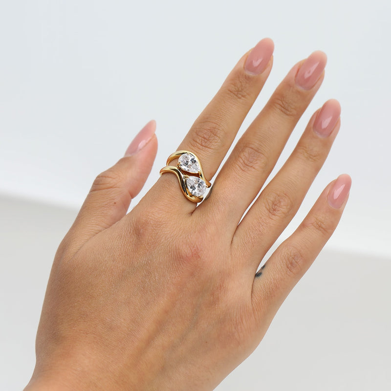 The Pear Stone Friendship Ring (Set of 2)