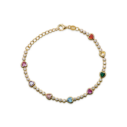 THE COLORED HEART BEZEL TENNIS BRACELET