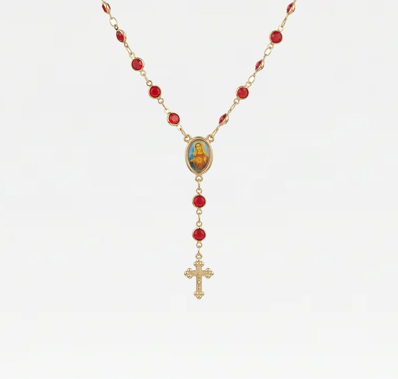 The Red Stone Rosary Necklace