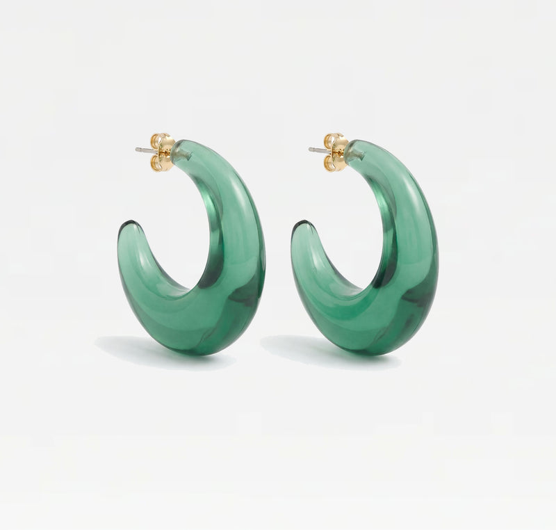 THE GREEN RESIN HOOP EARRINGS