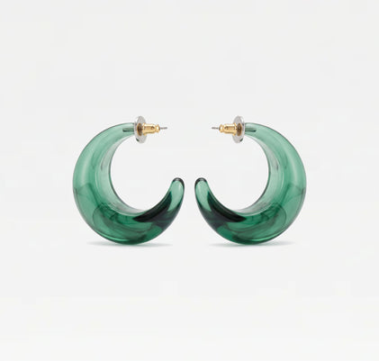 THE GREEN RESIN HOOP EARRINGS