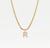 The Large Herringbone Pavé Initial Necklace