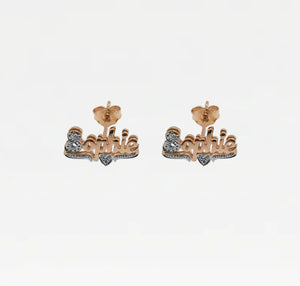 The Double Plated Classic Script Stud Earrings