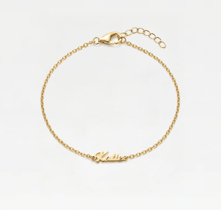 The Tiny Script Nameplate Bracelet