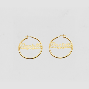 The Script Diamond Cut Single Heart Hoop Earrings