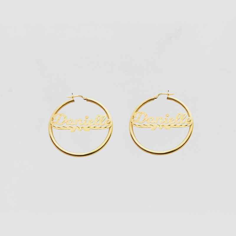 The Script Diamond Cut Single Heart Hoop Earrings