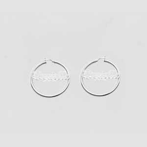 The Script Diamond Cut Single Heart Hoop Earrings