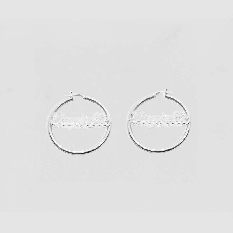 The Script Diamond Cut Single Heart Hoop Earrings