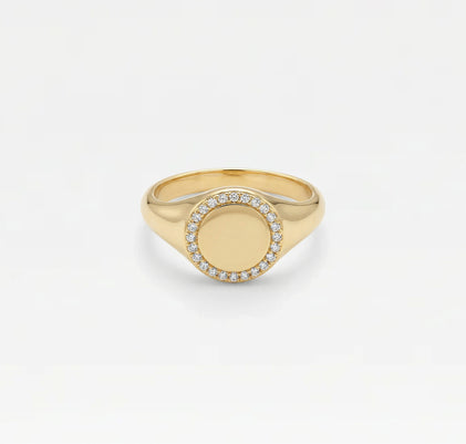 The Pavé Disc Signet Ring