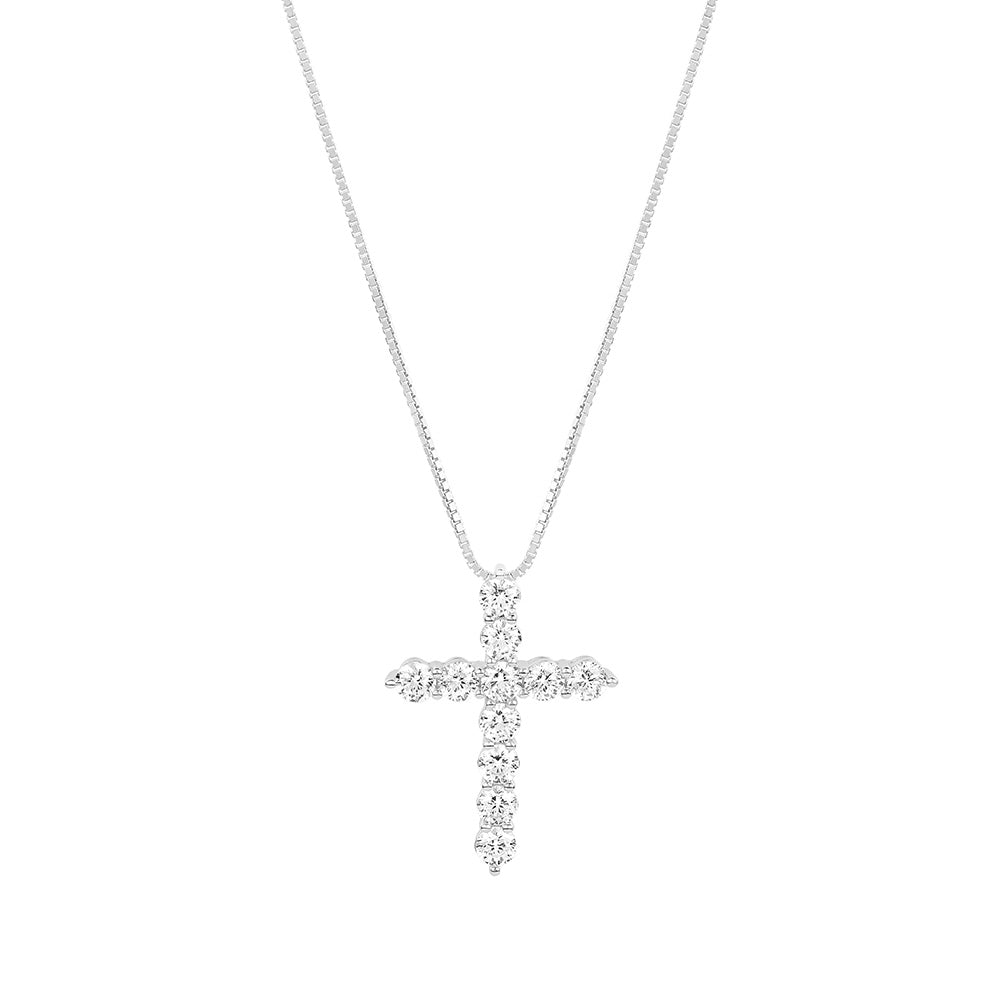 14K White Gold 3/4-Carat tw Diamond Cross Pendant - (A97-104) - Roy Rose  Jewelry