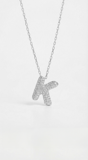 The Pavé Bubble Letter Pendant Necklace