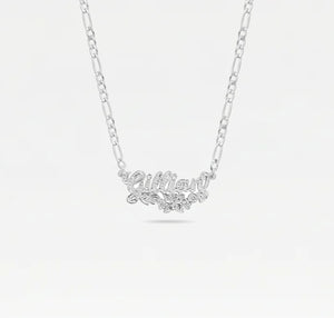 The Butterfly Flower Nameplate Necklace