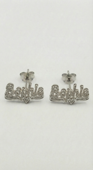 The Double Plated Classic Script Stud Earrings