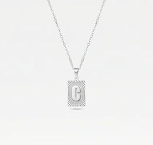 The Block Embossed Initial Pendant Necklace