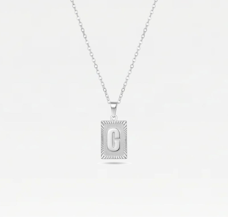 The Block Embossed Initial Pendant Necklace