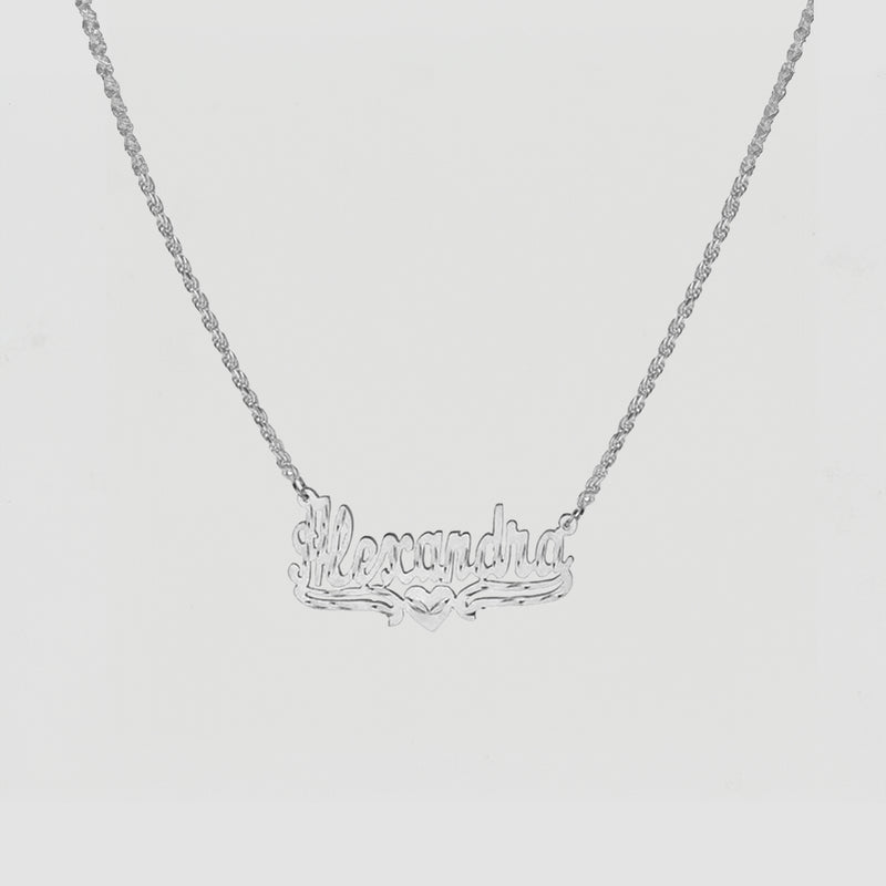 The Single Heart Rope Cut Nameplate Necklace