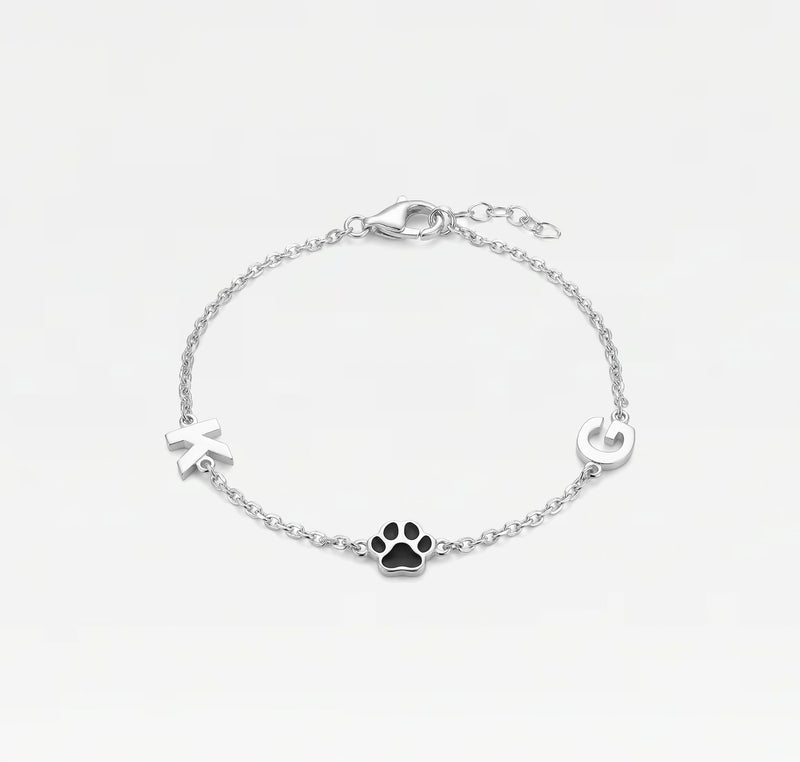 The Two Initial Block Paw Bracelet
